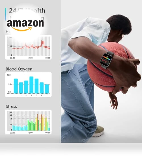 Smart Watch with Heart Rate Monitor, 100+ Sports Modes, IP68 Waterproof — Smartwatches, Blackview