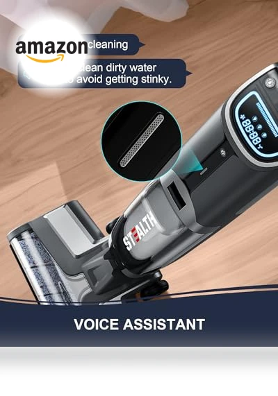 Cordless Wet Dry Vacuum Cleaner with Self-Cleaning, LCD Display, Voice Prompt — Vacuums, Stealth