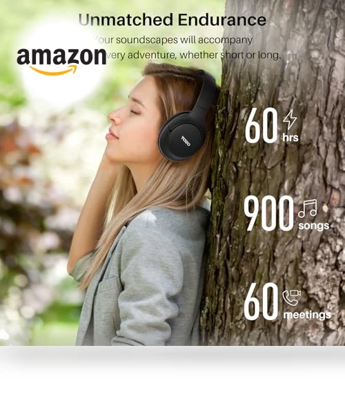 Hybrid Active Noise Cancelling Headphones, Wireless Over Ear Bluetooth Headset, 60H Playtime, Hi-Res Audio — In-Ear Headphones, TOZO