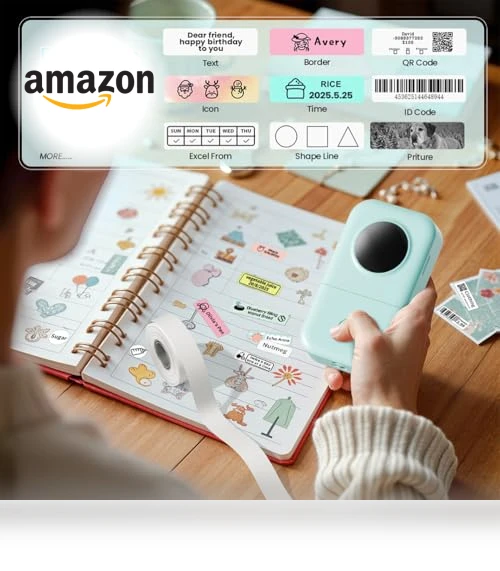 Portable Bluetooth Mini Label Printer, Smart Phone Handheld Thermal Sticker Small Labeler — Label, Phomemo