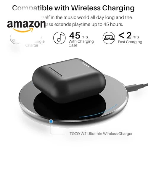 True Wireless Earbuds Bluetooth 5.3 Headphones with Wireless Charging Case — In-Ear Headphones, TOZO