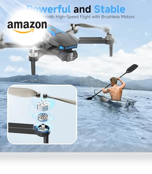 4K Camera Drone with Brushless Motors, Foldable RC Quadcopter — Drones, PLEGBLE