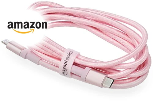 Nylon Braided USB-C to Lightning Charger Cable, MFi Certified, 6 Foot — Lightning, Amazon Basics