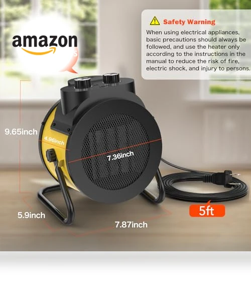 PTC Ceramic Space Heater, 1500W Fast Heating Indoor Electric Heater with Adjustable Angle — Portable Heating Solutions, Elevoke
