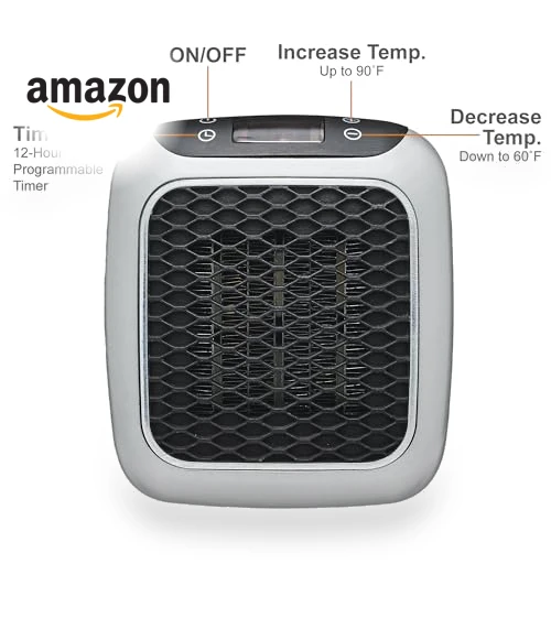 Handy Heater Turbo Wall Outlet Small Space Heater with Adjustable Thermostat — Portable Heating Solutions, Ontel