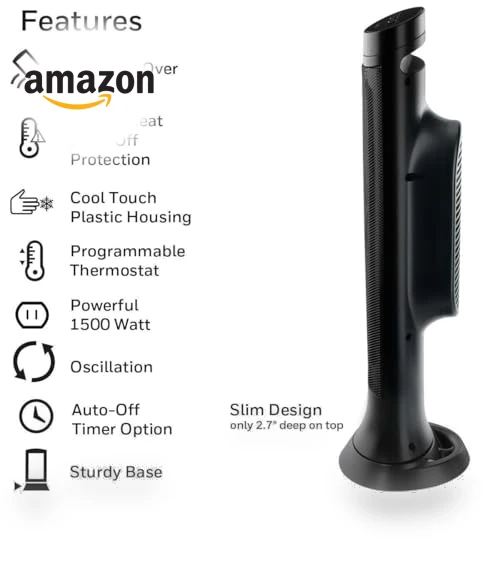 Slim Ceramic Tower Heater for Large Rooms — Portable Heating Solutions, Honeywell