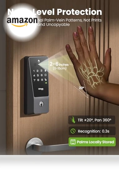 Smart Door Lock with Palm Vein Recognition — Smart Home Security, GHome Smart