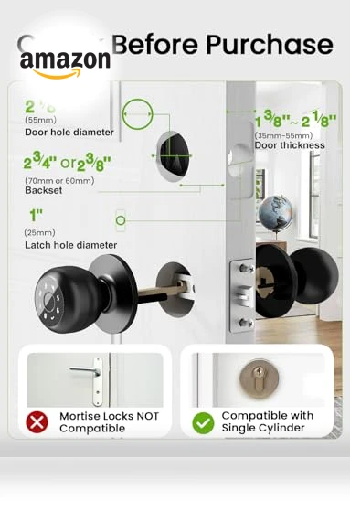 4-in-1 Smart Door Knob Fingerprint Door Lock — Smart Home Security, GHome Smart