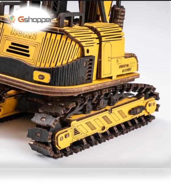 Excavator Engineering Vehicle 3D Wooden Puzzle — Educational, Robotime