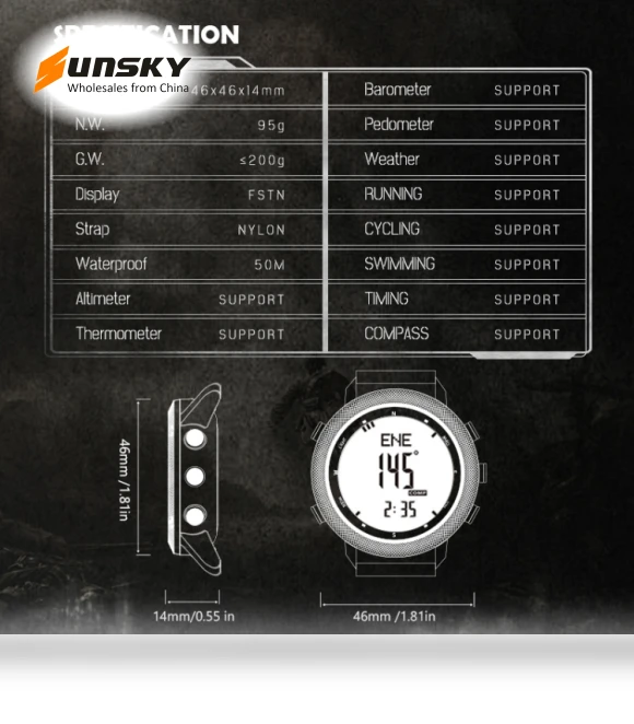 Outdoor Waterproof Multifunction Digital Smart Sports Watch — Sport Watches, NORTH EDGE