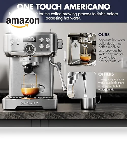 Stainless Steel Espresso Machine with Milk Frother — Milk Frothers, SUMSATY