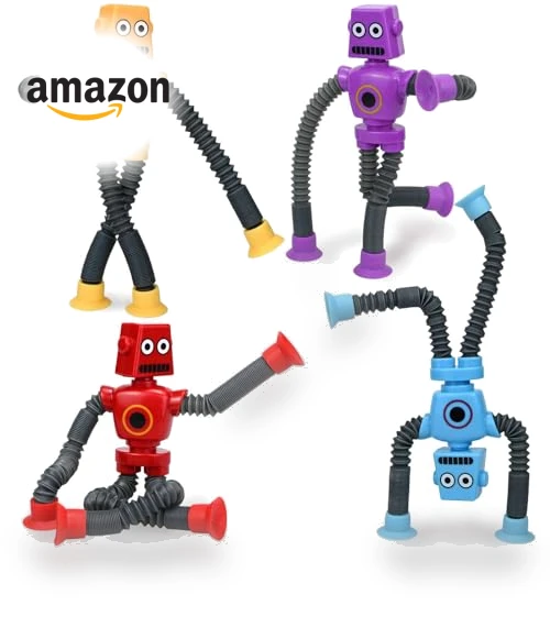Telescopic Suction Cup Robots Autism Pop Tubes Sensory Fidget Toy — Stress Relievers, COLEGRY