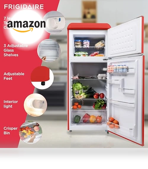 2 Door Apartment Size RETRO Refrigerator with Top Freezer — Mini Fridges, Frigidaire