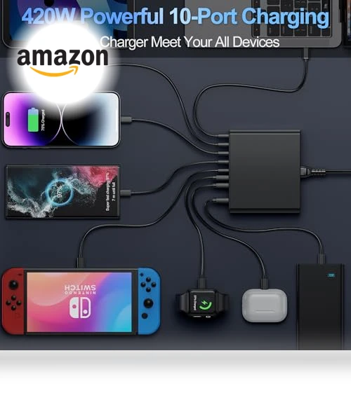 10-Port USB C Charging Station GaN Fast Charger — Chargers, Aexhend