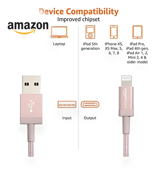 Nylon USB-A to Lightning Charger Cable — Chargers & Cables, Amazon Basics