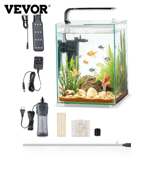 Smart Square Clear Glass Aquarium — Gravel Cleaners, VEVOR