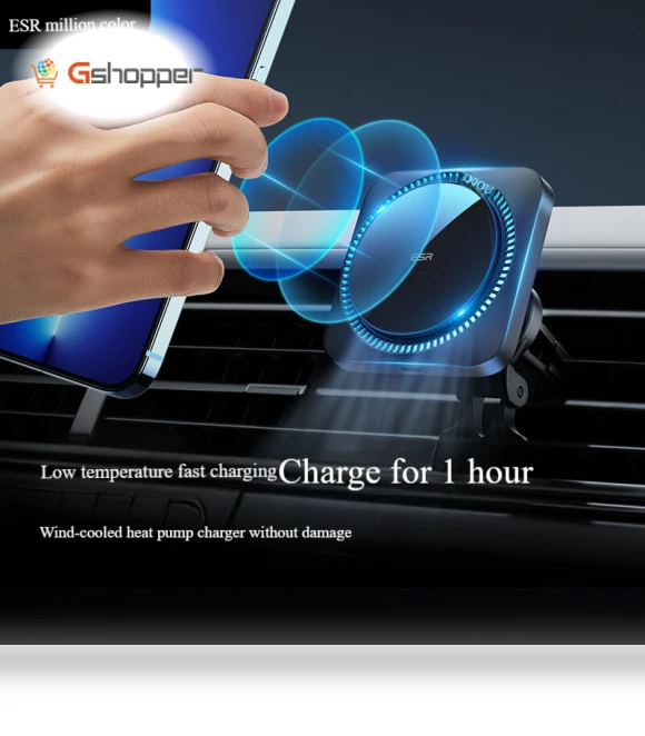 Car Mobile Phone Holder with Magsafe Magnetic Wireless Charger — Dashboard Installation Kits, ESR