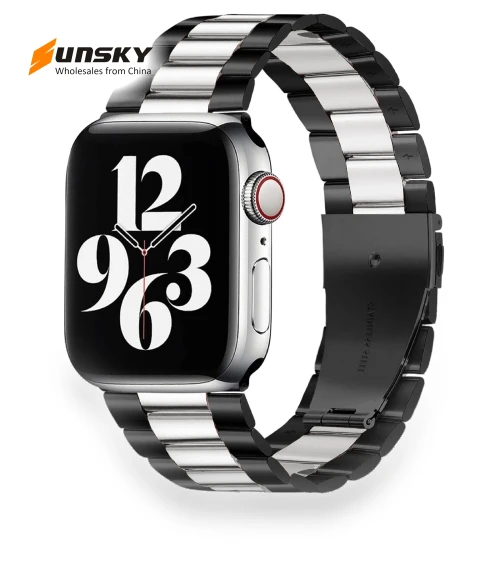 Fold Buckle 3 Beads Stainless Steel Watch Band — Bands
