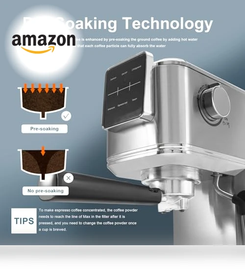 Touch Screen Espresso Maker with Steam Milk Frother — Coffee & Espresso Combos, URintells Cuising