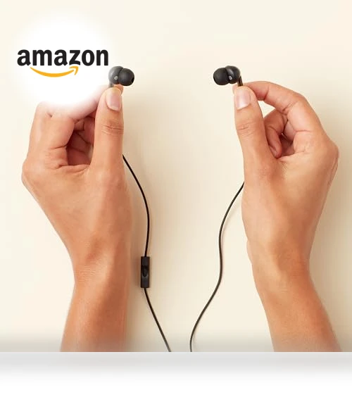 Wired Earbuds with Microphone — In-Ear Headphones, Amazon Basics