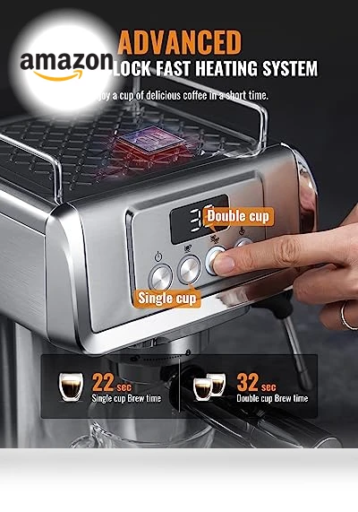 Espresso Machine with Milk Frother Steam Wand — Coffee & Espresso Combos, SHARDOR