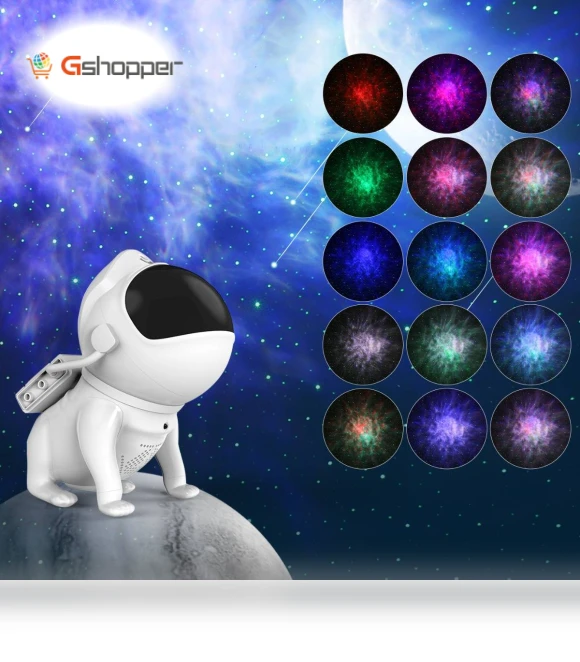 Astronaut Space Dog Bluetooth Speaker with Star Projection Light — Portable Audio