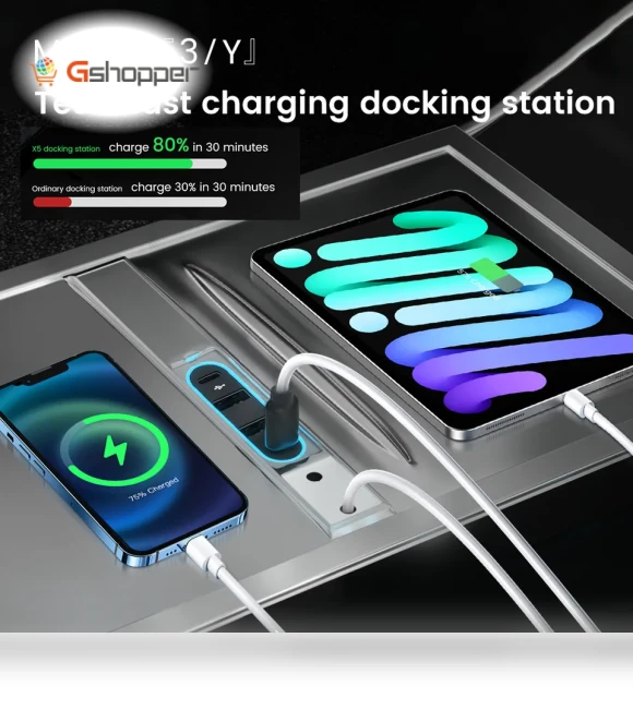 QC Docking Station with LED Light - Slide Cover USB Center USB Hub — USB Hubs