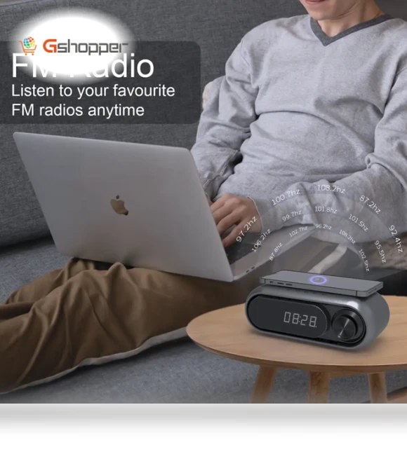 Wireless Charging Speaker Clock — Alarm