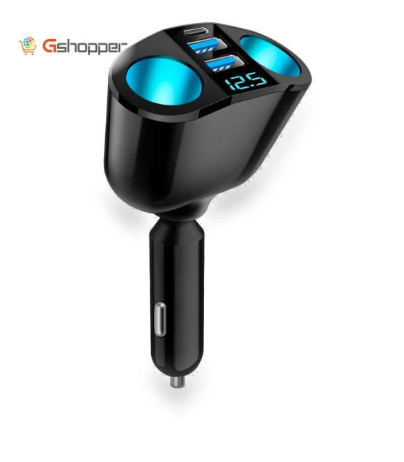 Dual USB Type-C Car Charger with Digital Display — Chargers