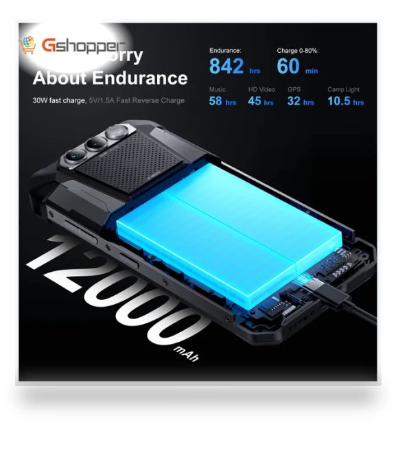 Rugged Smartphone with Camping Lights — Accessory Kits, FOSSiBOT