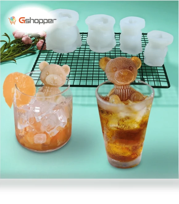 Cartoon Milk Tea Coffee Bear Ice Cube Silicone Mold — Ice Cube Molds & Trays
