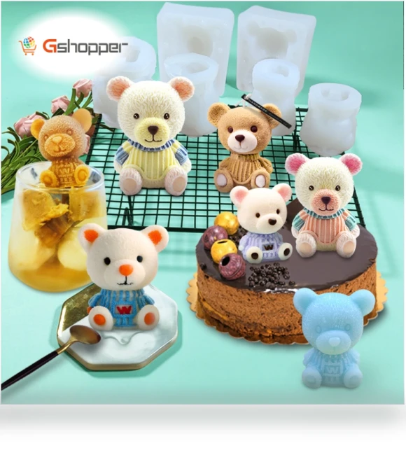 Cartoon Milk Tea Coffee Bear Ice Cube Silicone Mold — Ice Cube Molds & Trays