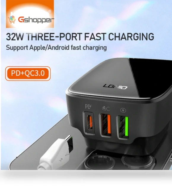 32W 3-Port USB PD Charger — Chargers, LDNIO
