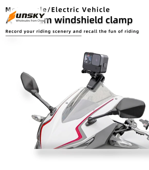 Motorcycle Windshield Clip Bracket Camera Mount — Camera Brackets, PULUZ