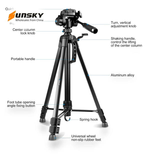 Aluminum Selfie Live Tripod Mount with Three-dimensional Head & Phone Clamp — Camera Supports, PULUZ