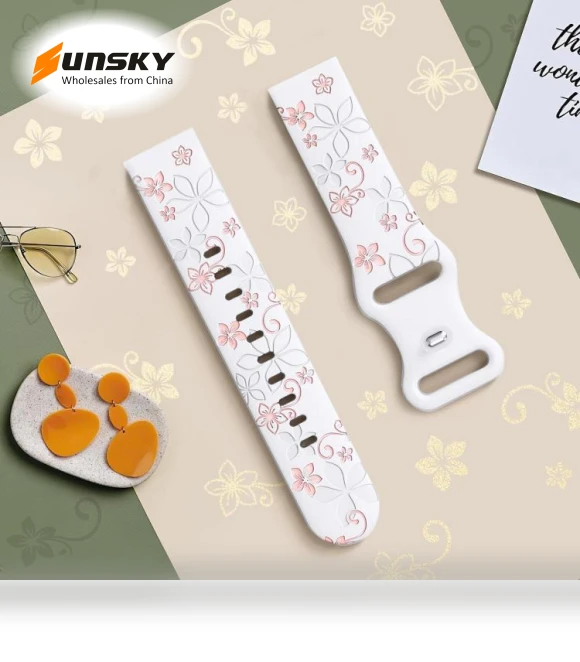 Two Color Bauhinia Embossed Silicone Watch Band — Bands