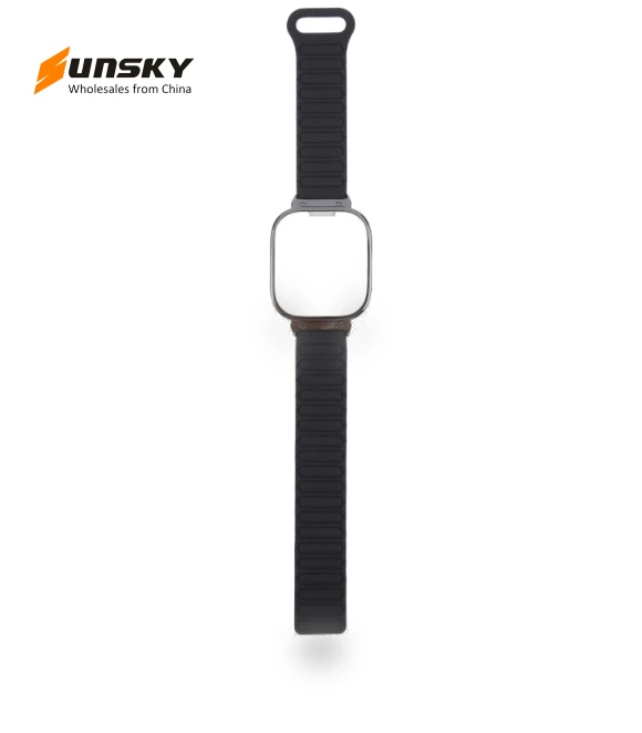 Metal Black Frame Integrated I-shaped Magnetic Silicone Watch Band — Bands, Redmi