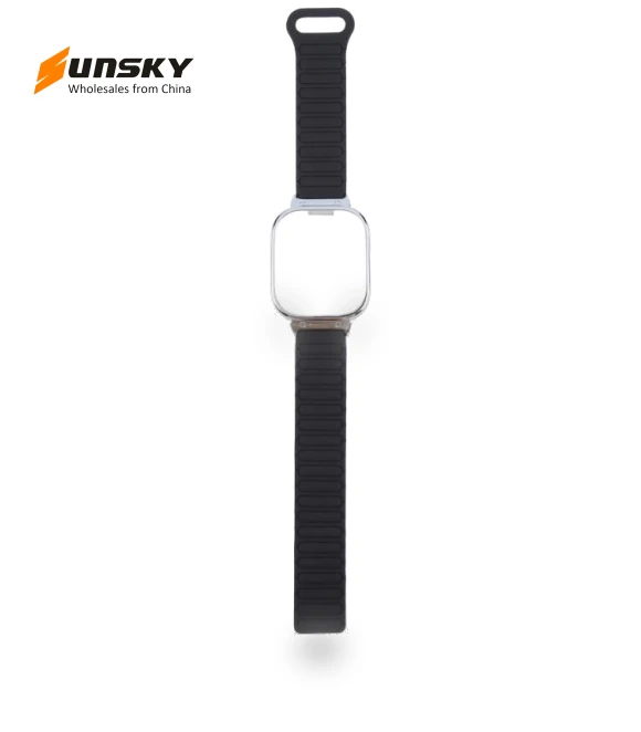 Metal Silver Frame Integrated I-shaped Magnetic Silicone Watch Band — Fitness Bands, Redmi