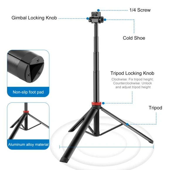 Aluminum Alloy Broadcast Fill Light Bracket Telescopic Tripod, PULUZ