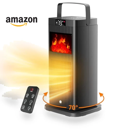 Portable Space Heater with Fireplace Flame Effect — Portable Heating Solutions, BJOP