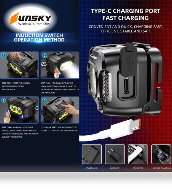 Outdoor Work Super Bright Sensor Headlight — Flashlights