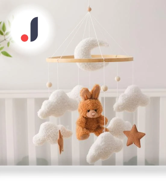 Mobile Bear Velvet Decor with Rotating Bell — Mobiles, kanyueliang