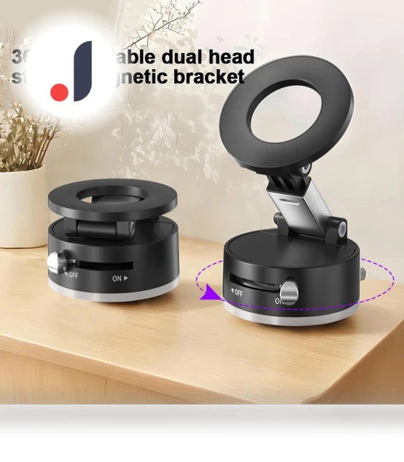 360° Rotating Magnetic Phone Holder with Vacuum Suction — Dashboard Installation Kits, Meiteai-All