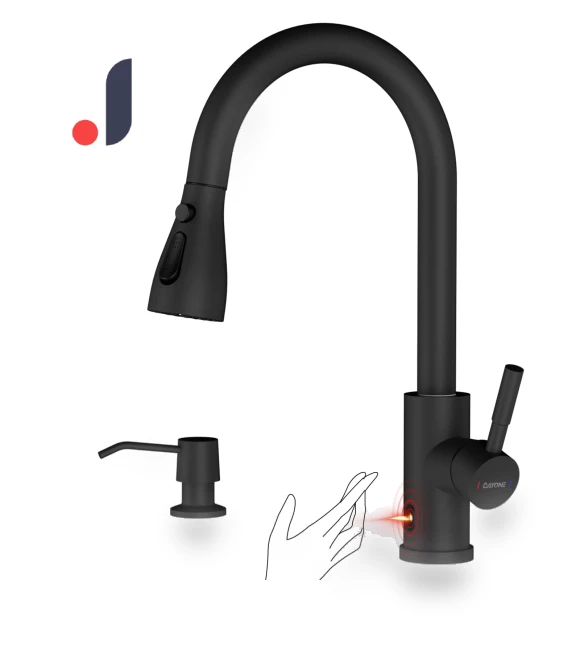 Luxury Matte Black Kitchen Faucet with Automatic Sensor — Smart-Touch Kitchen Faucets, AniWorld