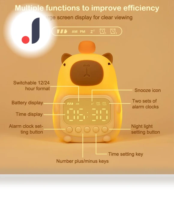 Rechargeable Kids Alarm Clock with Night Light — Alarms & Clocks, Xibei