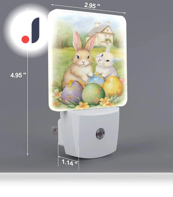 Vintage Set of 2 Soft Night Lights in Easter Bunny Shape — Night Lights