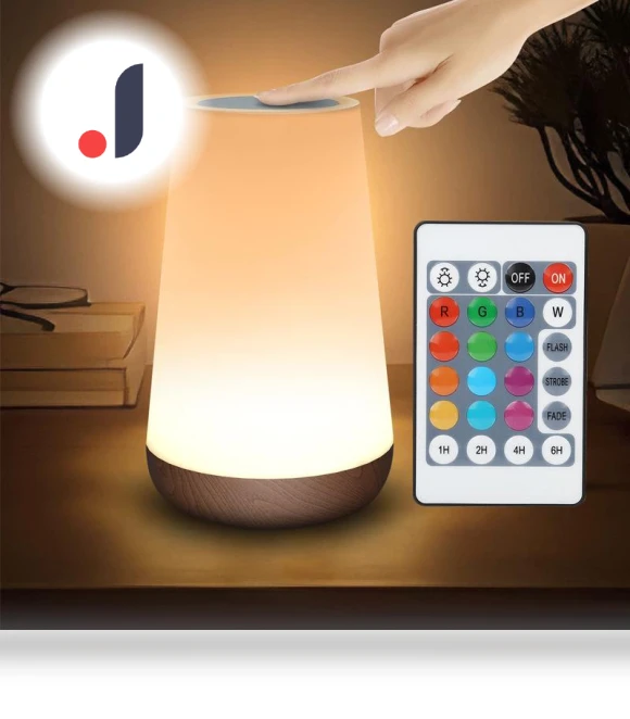 13-Color Touch Night Light with Wood Texture and Timer — Night Lights, TrendVibeCN