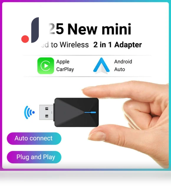 Mini Wired and Wireless CarPlay and Android Auto AI Box — Car Accessories & Gadgets, ZoomSpark