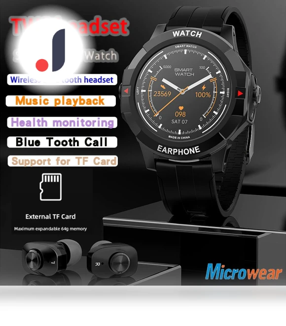 Unisex Bluetooth Smartwatch with Heart Rate Monitoring — Wearable Accessories, Tiktop2