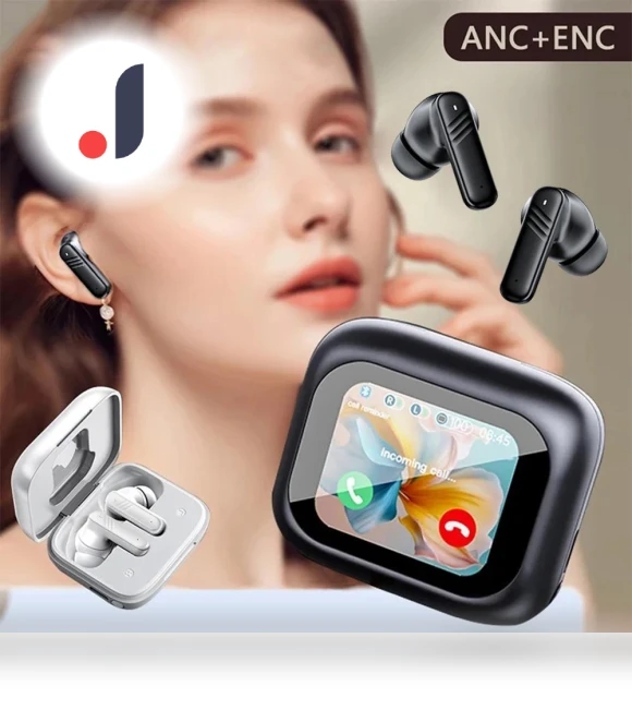 Wireless Earbuds with Touch Screen ANC Bluetooth 5.4 — In-Ear Headphones, ElectronicsHome